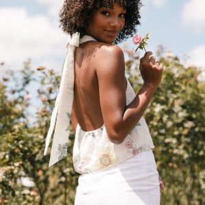 Willa Halterneck Top - White Floral