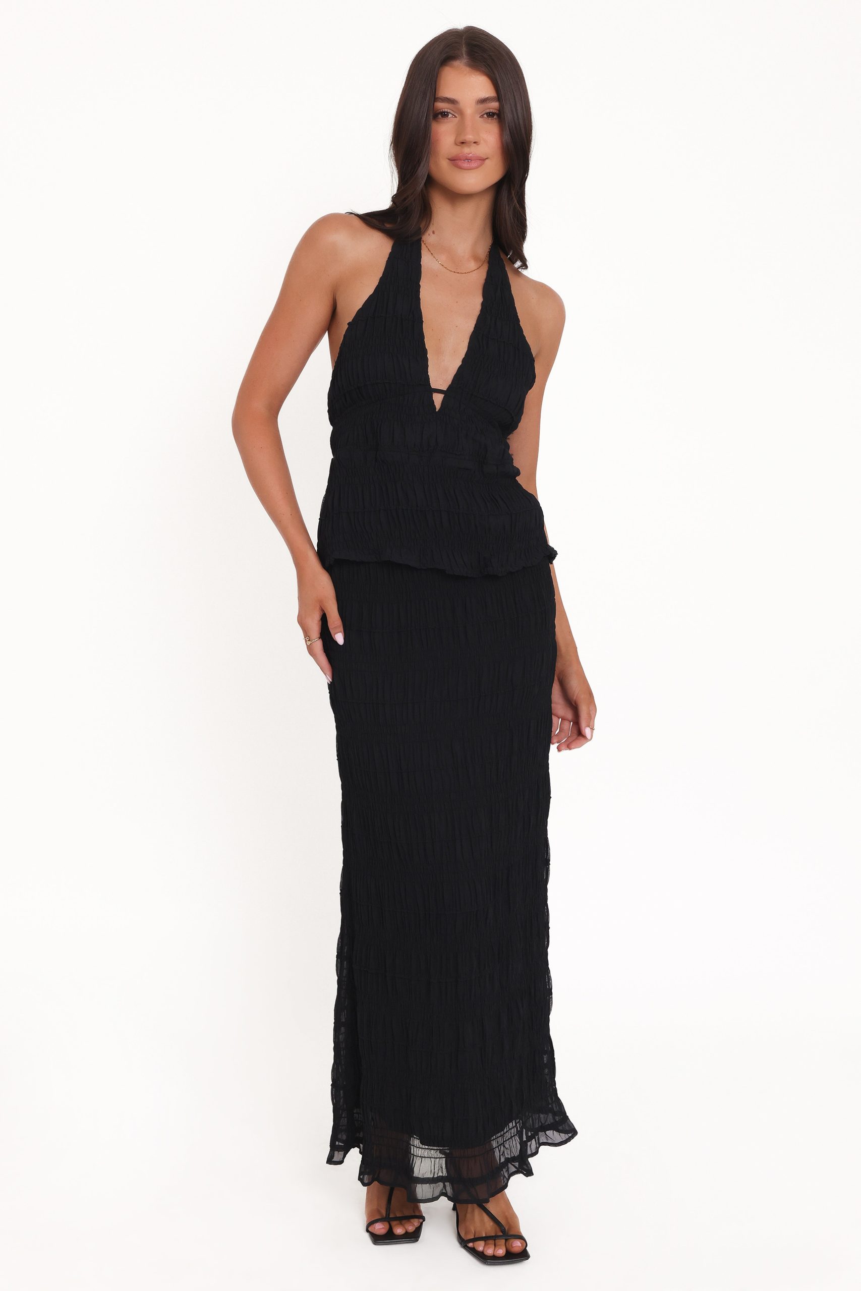 Zafira Textured Halter Top - Black - Image 6