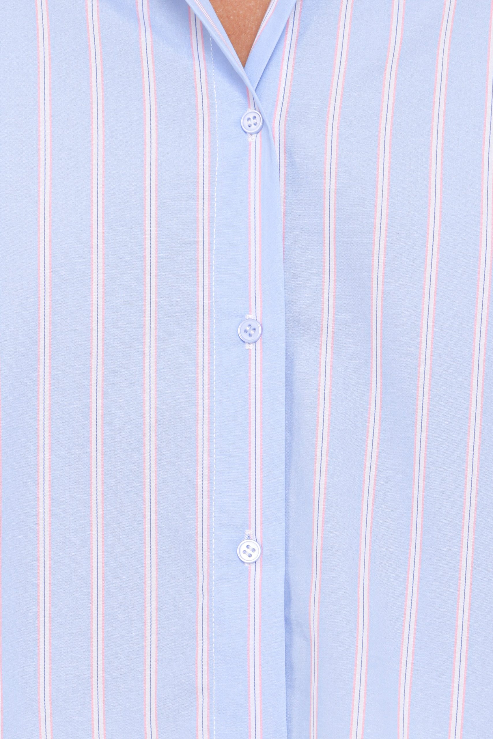 Zella Puff Sleeve Button Up Shirt - Blue White Stripe - Image 7