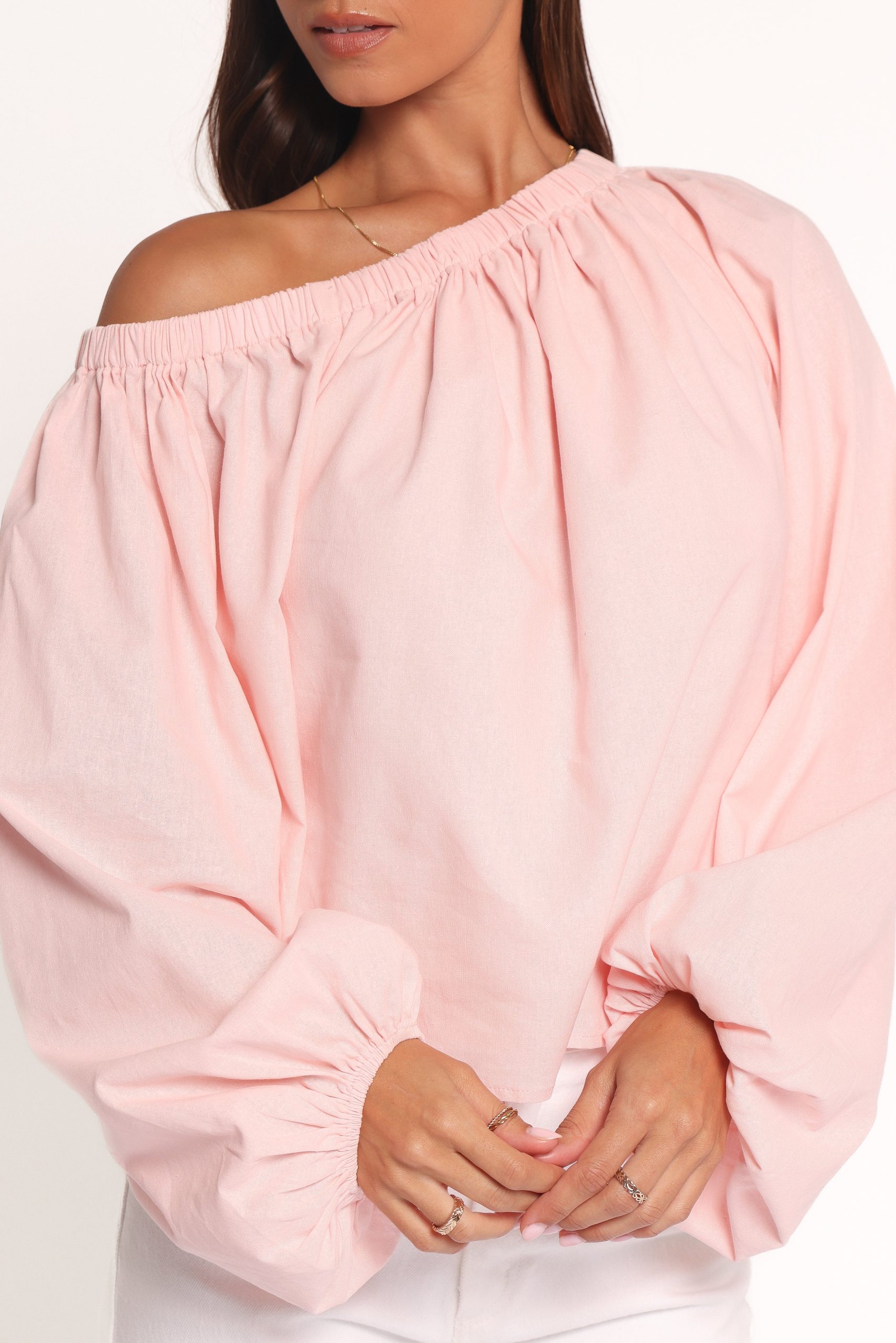 Zion Off Shoulder Long Sleeve Top - Pale Pink - Image 2