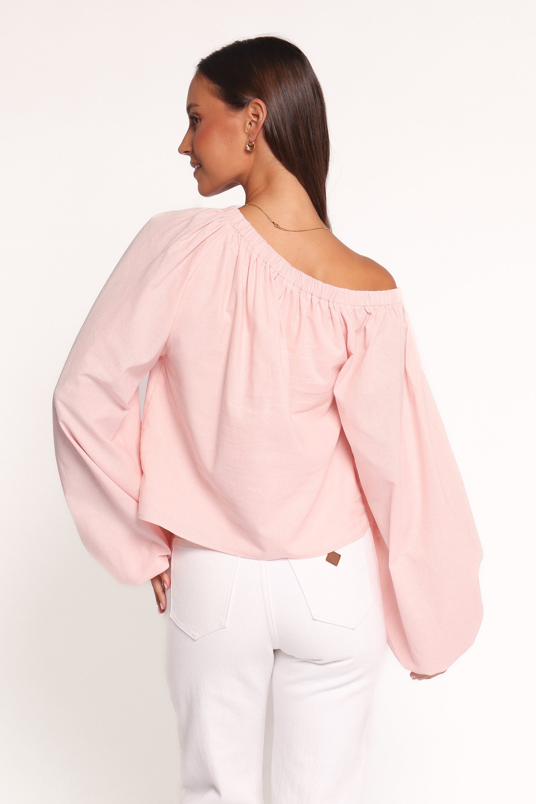 Zion Off Shoulder Long Sleeve Top - Pale Pink - Image 3