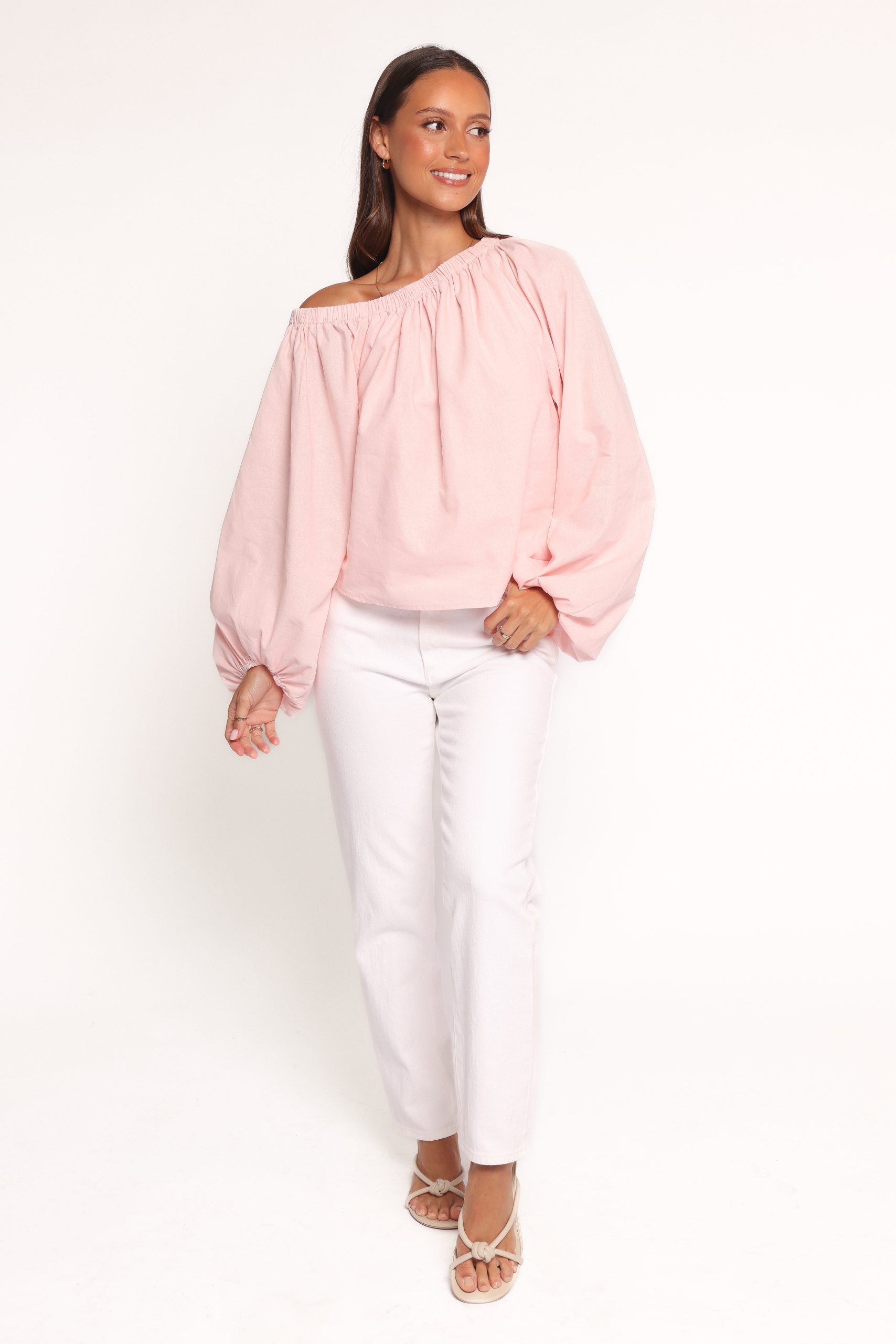 Zion Off Shoulder Long Sleeve Top - Pale Pink - Image 5