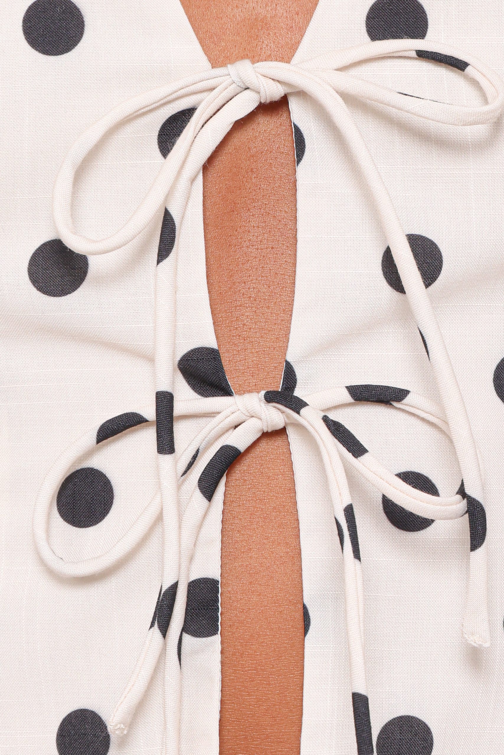 Zoie Tie Front Vest - Cream Polka Dot - Image 6